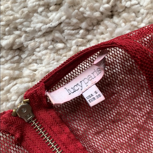 Red Bodycon Dress with Mesh Detailing - Picture 3 of 4